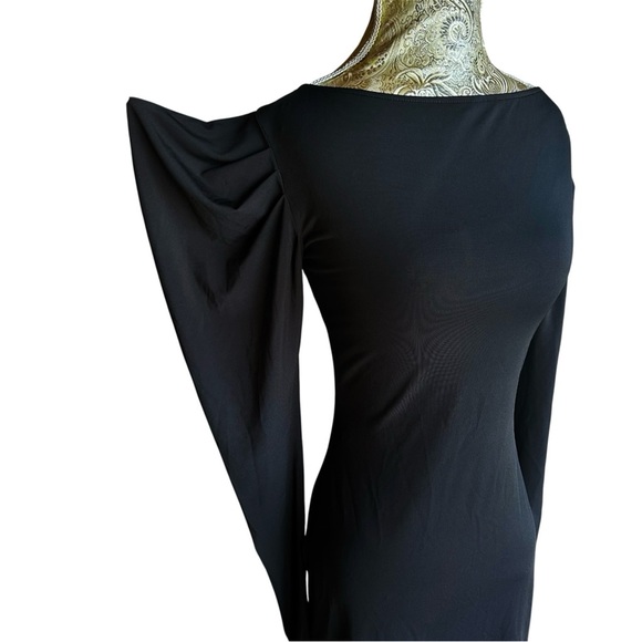 Sexy Stretch Black Puff Long Sleeve Mini Dress Party Cocktail Hot LBD Size Small - Picture 2 of 5